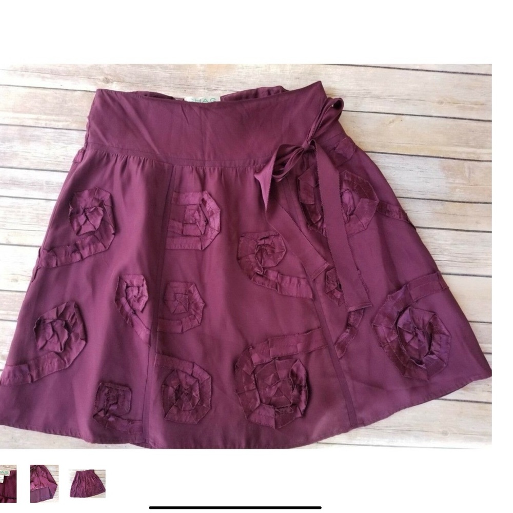 SHAG silk skirt  A-Line knee length purple 8 M